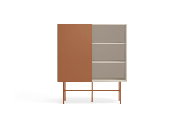 Vista frontal Mueble Auxiliar Nube 120 cm estructura arena y puerta corredera arcilla Teulat Slowdeco