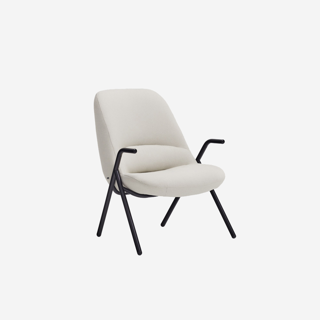 Vista lateral butaca Dins Baja Crema Estructura Metálica Teulat Slowdeco