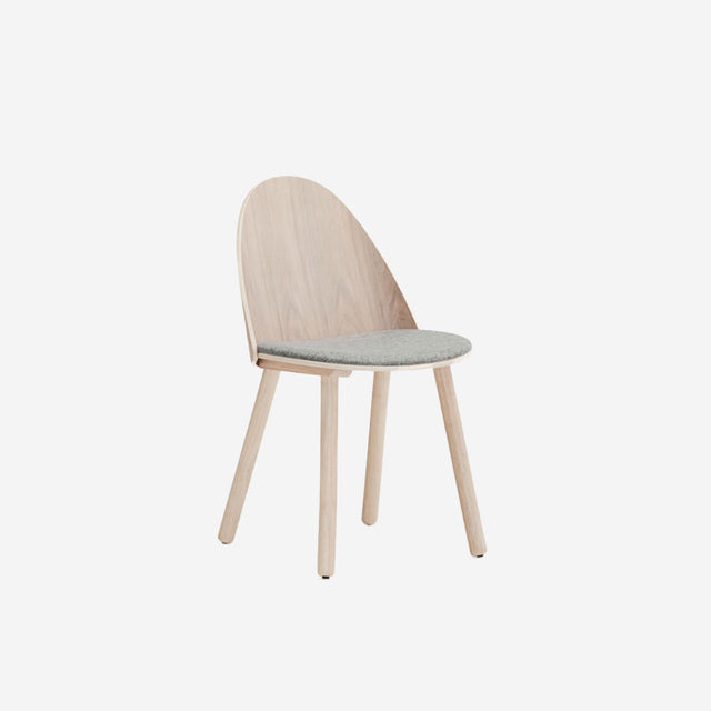 Vista lateral Silla tapizada Gris claro Uma Natural Teulat Slowdeco