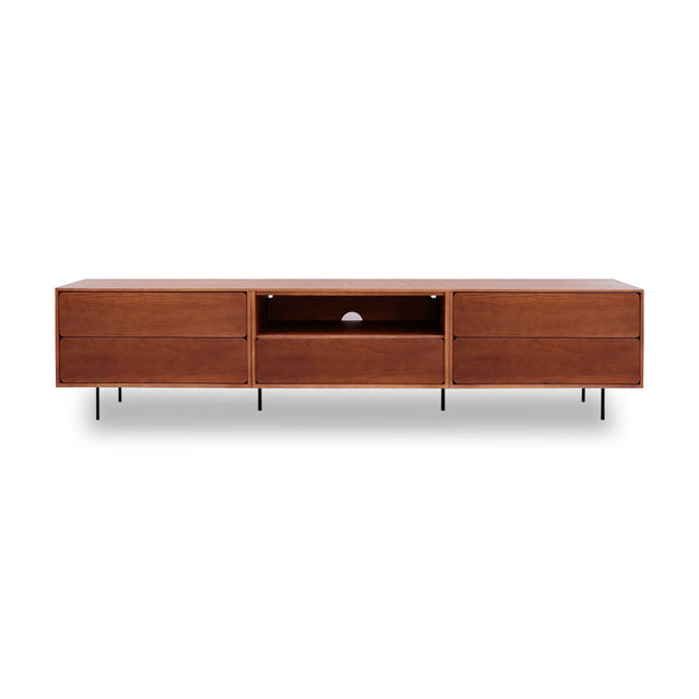 Mueble de TV de 240cm personalizado Nogal Cajones Extraíbles / Cajón Extraible / Cajones Extraíbles Apoyado sobre patas de acero Slowdeco