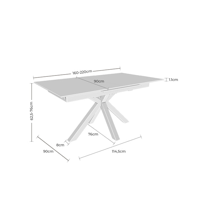 Mesa Lori 160 cm Extensible Creta/Negro de Somcasa Vlc - imagen 8