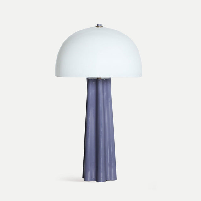 Vista frontal Lámpara de Sobremesa Amalfi Hierro en color morado combinado con vidrio en color blanco Kodu Homedesign Vical Slowdeco 