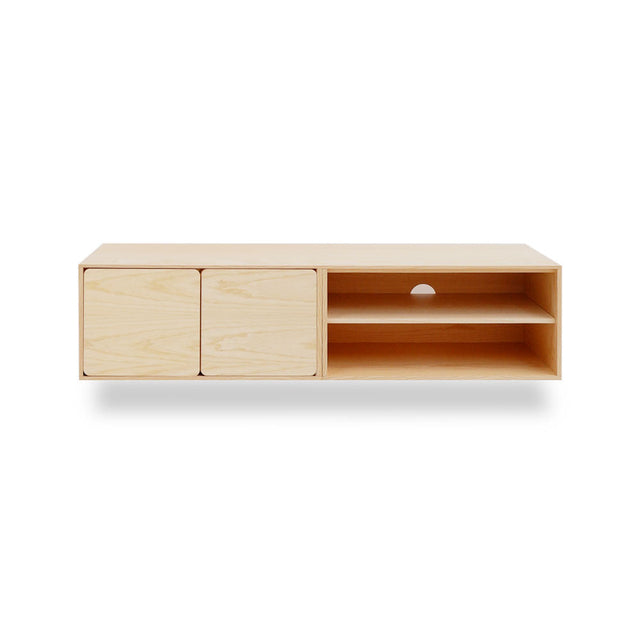 Mueble TV Flotante Penxat 160 Natural - 2 Puertas 1 Balda vista frontal de estilo nórdico