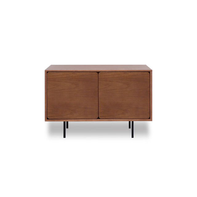 Vista frontal Mueble Auxiliar de 80 cm Nogal Con 2 Puertas Apoyado sobre patas de metal Slowdeco