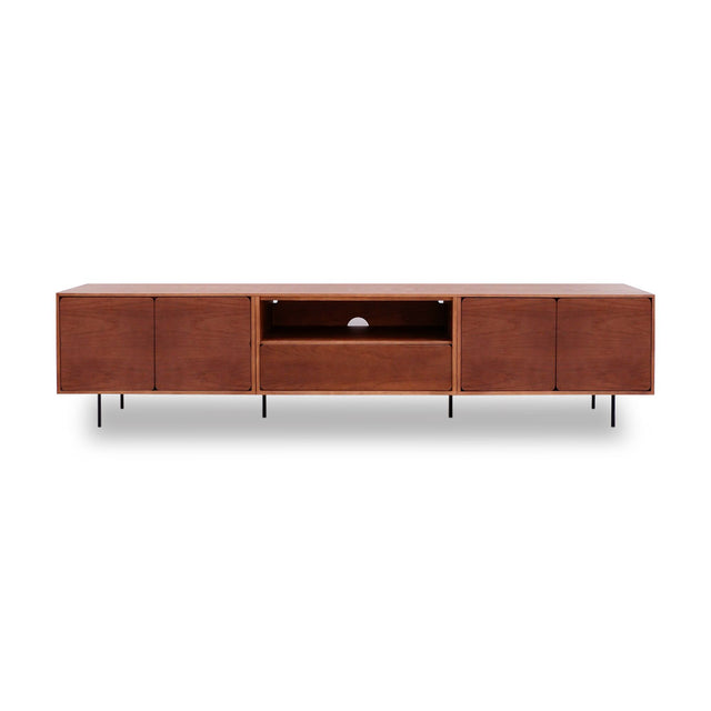Mueble de TV de 240cm personalizado Nogal Puerta Abatible / Cajón Extraible / Puerta Abatible Apoyado sobre patas de acero Slowdeco