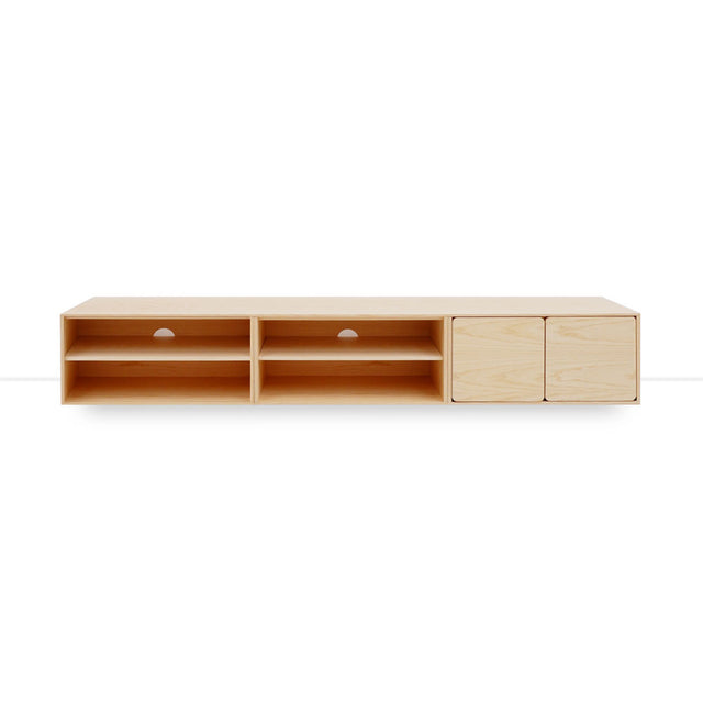 Mueble de TV de 240cm personalizado Natural Nórdico Puerta Abatible / Puerta Abatible / Puerta Abatible Apoyado a suelo-con niveladores Slowdeco
