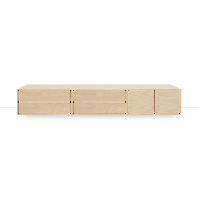 Mueble de TV de 240cm personalizado Natural Nórdico Cajones Extraíbles / Cajones Extraíbles / Puerta Abatible Apoyado a suelo-con niveladores Slowdeco